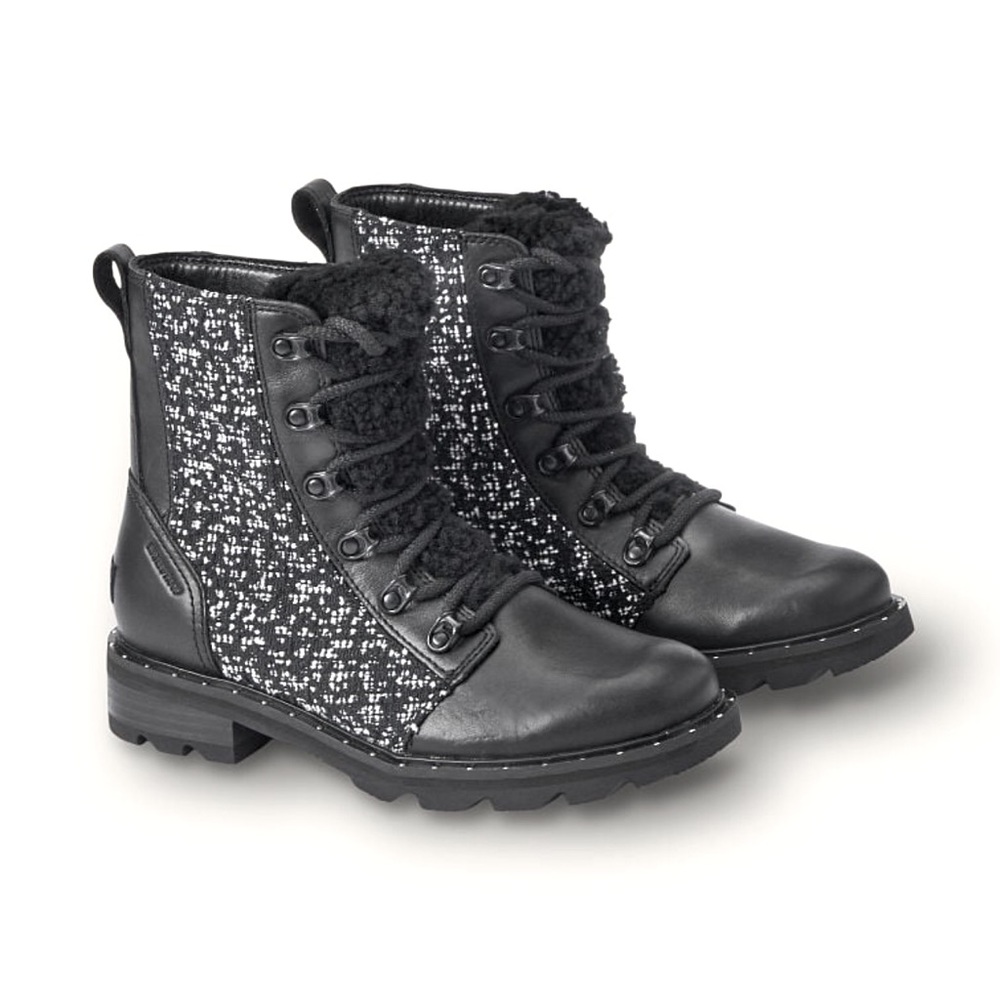 Sorel Lennox Lace Cozy Black Women's Winter Waterproof Combat Boots Size 7 BNIB